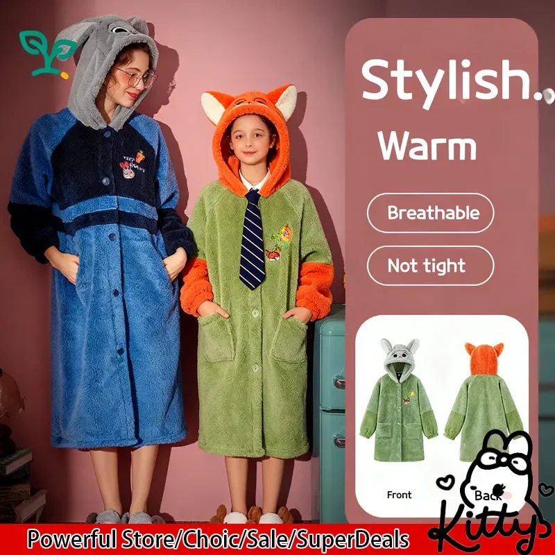 Пижамы для родителей и детей с героями мультфильма Disney Zootopia, товары по мотивам фильма, Ник и Джуди, зимние теплые мягкие плюшевые повседневные домашние пижамы с капюшоном
Пижамы для родителей и детей с героями мультфильма Disney Zootopia, товары по мотивам фильма, Ник и Джуди, зимние теплые мягкие плюшевые повседневные домашние пижамы с капюшоном