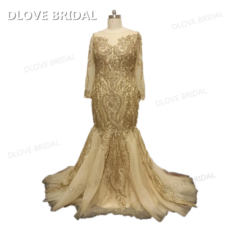 Gold Wedding Dress Plus Size Long Sleeves Bridal Gown Custom Made Sequined Lace Dresses Real Photos
Gold Wedding Dress Plus Size Long Sleeves Bridal Gown Custom Made Sequined Lace Dresses Real Photos