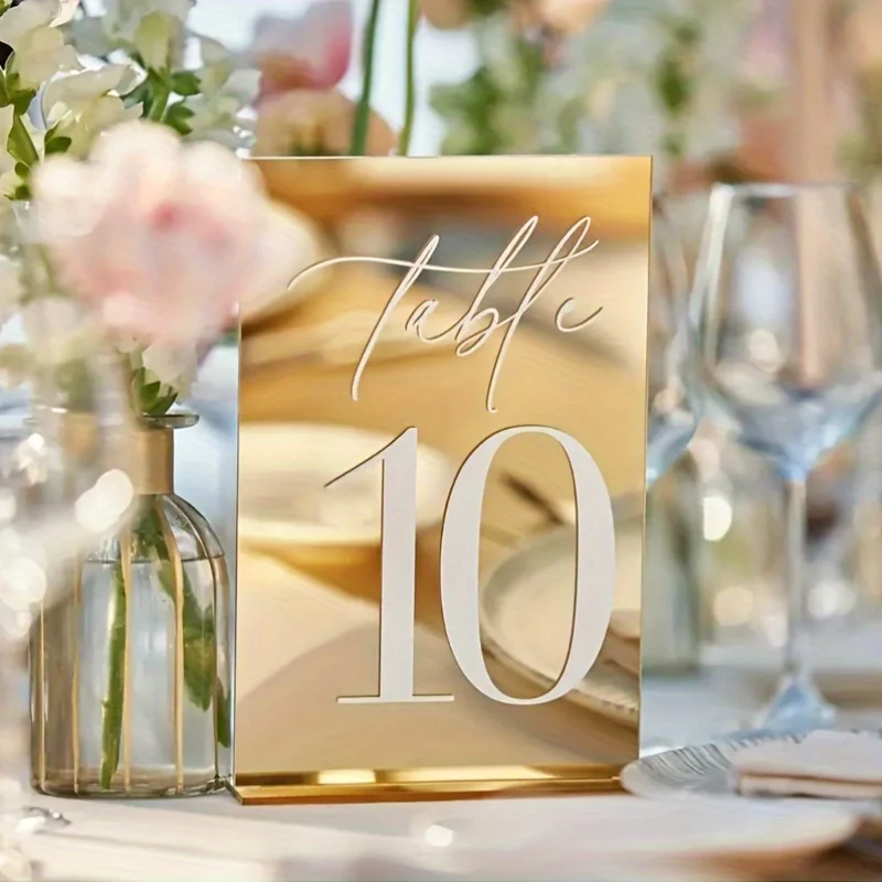 10 Acrylic Square Golden Seating Cards for a Luxurious And Romantic Wedding, Perfect for Banquet Parties, Birthday Celebrations,
10 Acrylic Square Golden Seating Cards for a Luxurious And Romantic Wedding, Perfect for Banquet Parties, Birthday Celebrations,