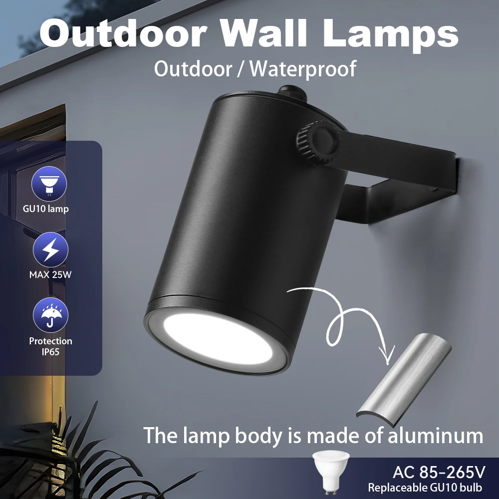 GU10 Outdoor LED Wall Lamp 25W Waterproof Adjustable Angle Sconce Garden Courtyard Home Decor Wall Mount Street Lighting
GU10 Outdoor LED Wall Lamp 25W Waterproof Adjustable Angle Sconce Garden Courtyard Home Decor Wall Mount Street Lighting
