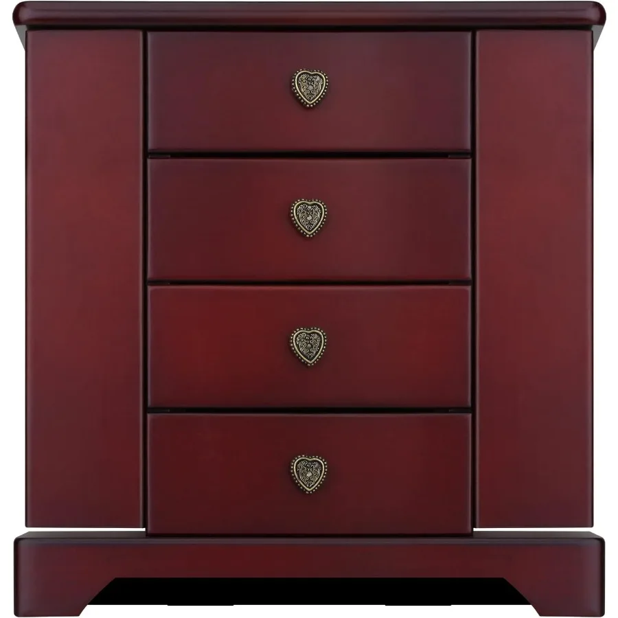 Jewelry Box - Made of Solid Wood with Cabinet Type 4 Drawers Organizer and 2 Doors on Sides - Dark Brown
Jewelry Box - Made of Solid Wood with Cabinet Type 4 Drawers Organizer and 2 Doors on Sides - Dark Brown