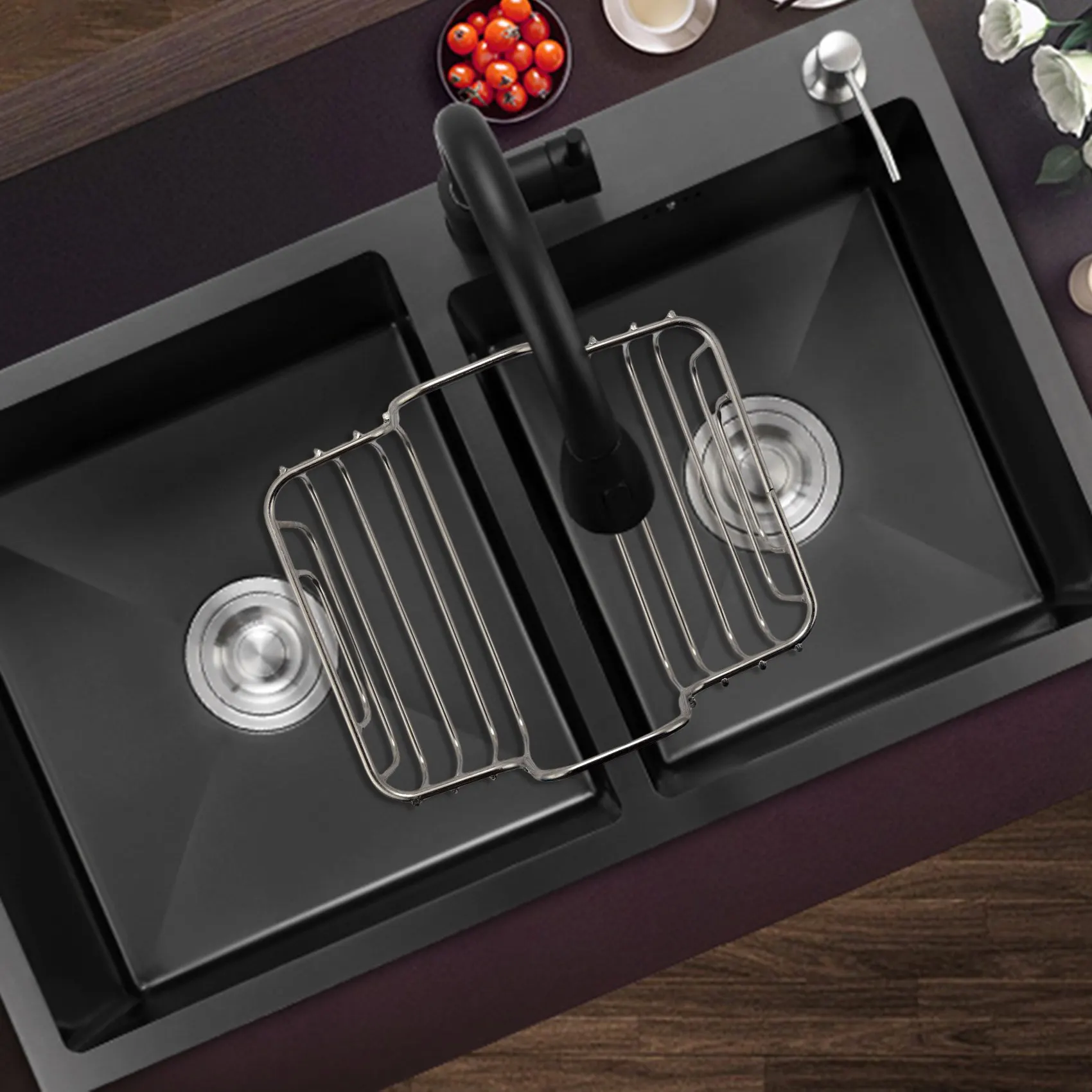 Double Sink Inner Hanger Steel Ball Stainless Steel Storage Rack