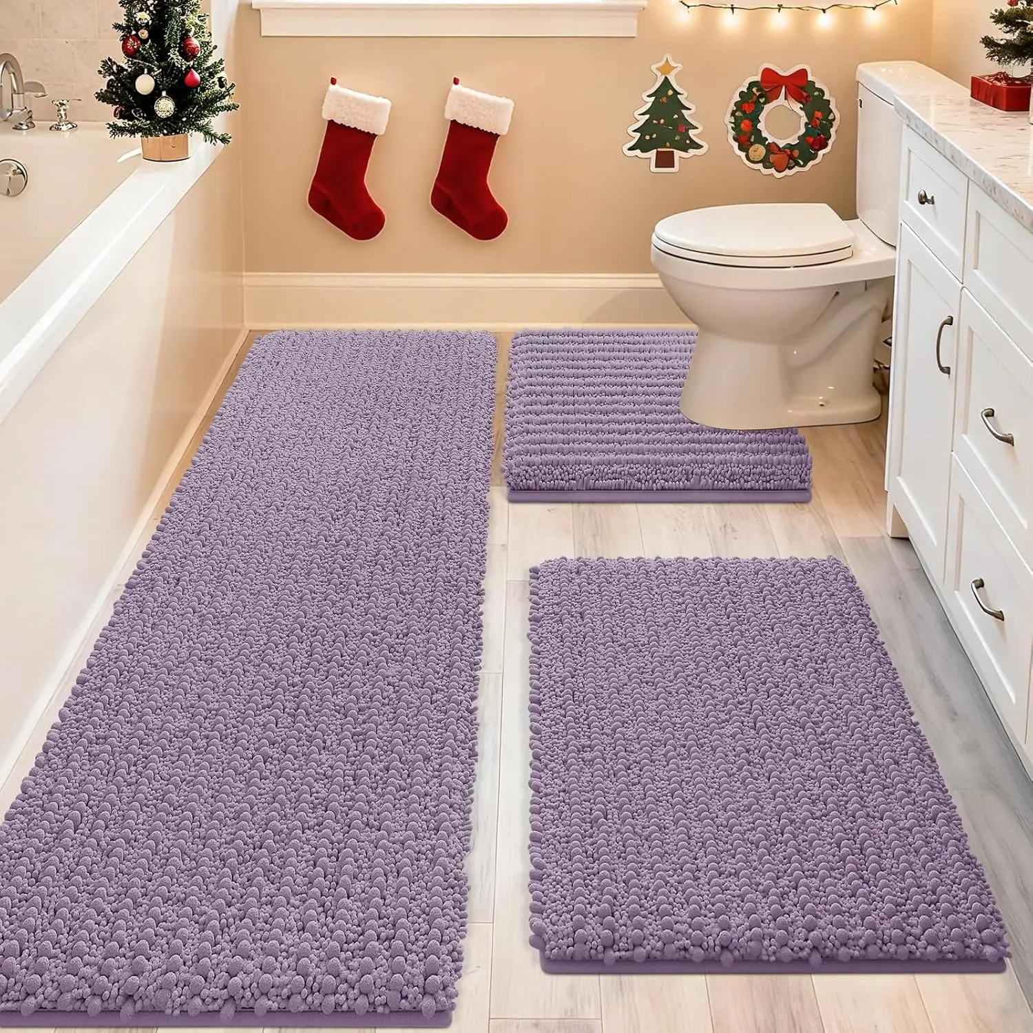 Extra Large Lavender Bathroom Rug Set, 3-Piece Ultra Soft & Thick Absorbent Mats, Non-Slip Chenille for Bathroom Bedroom Kitchen
Extra Large Lavender Bathroom Rug Set, 3-Piece Ultra Soft & Thick Absorbent Mats, Non-Slip Chenille for Bathroom Bedroom Kitchen
