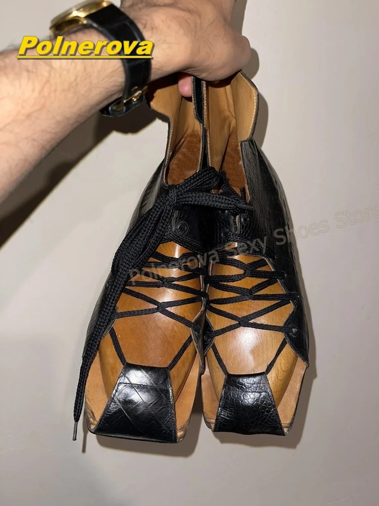 Women Lace Up Sandals Punk 2026 Streetwear Vintage Black Croc-Effect Summer Gladiator Square Toe Chunky Heels Cut Out Patchwork
Women Lace Up Sandals Punk 2026 Streetwear Vintage Black Croc-Effect Summer Gladiator Square Toe Chunky Heels Cut Out Patchwork