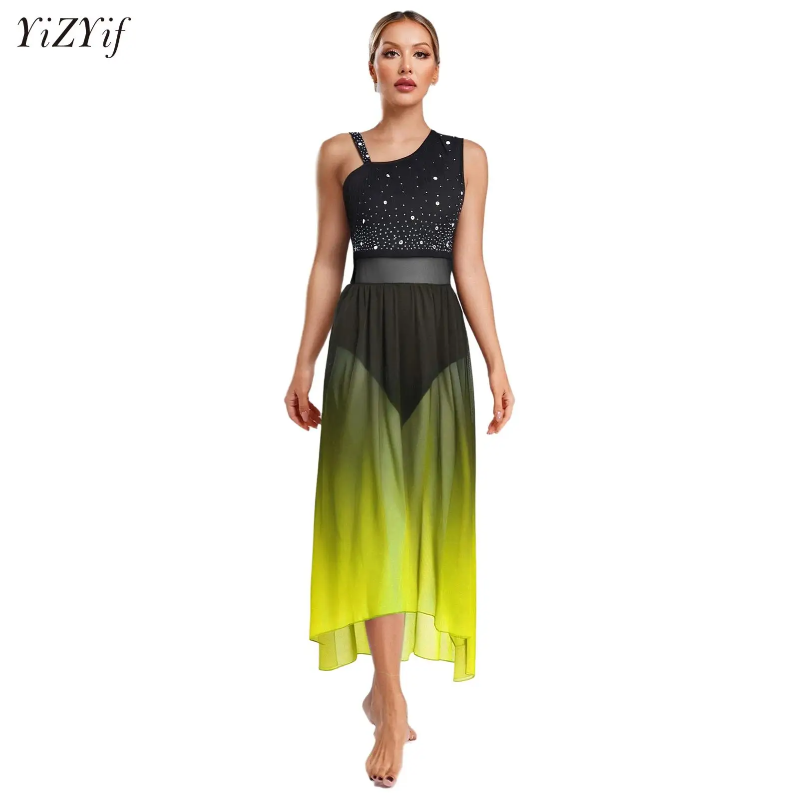 Gradient Color Womens Ballet Dress Lyrical Latin Dance Performance Costume Sleeveless Rhinestones Side Split Mesh Maxi Dresses
Gradient Color Womens Ballet Dress Lyrical Latin Dance Performance Costume Sleeveless Rhinestones Side Split Mesh Maxi Dresses