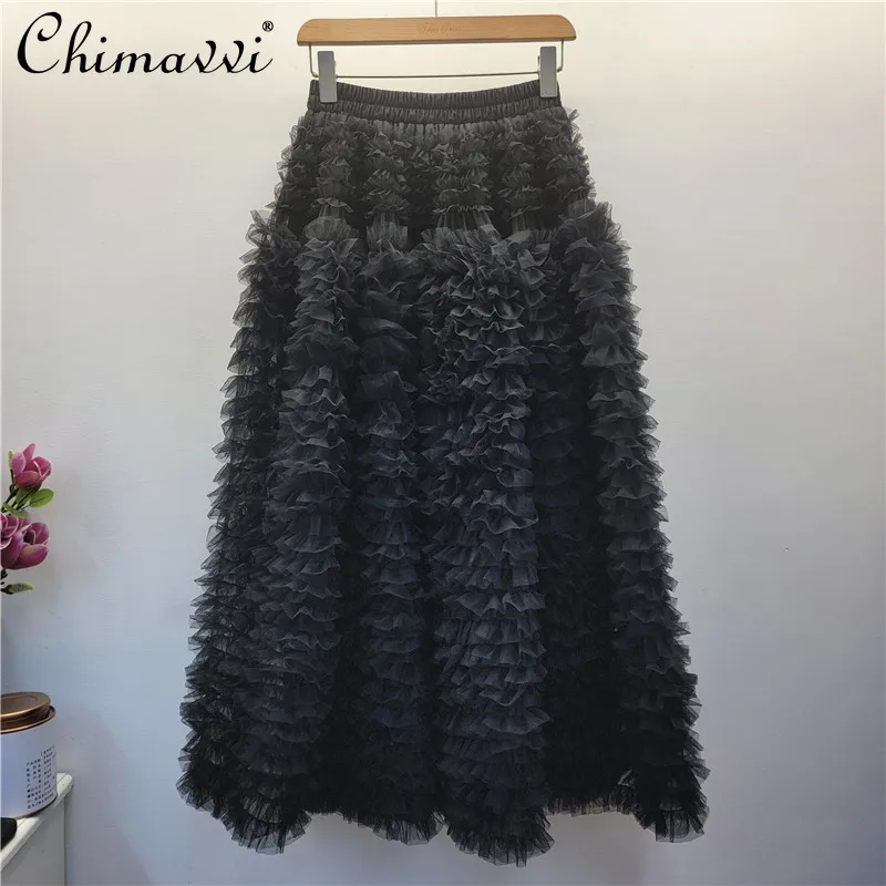 French Elegant Hepburn Style Heavy Industry Puffy Cake Skirt Elastic High Waist A-line 3D Multi-layer Mesh Long Skirts for Women
French Elegant Hepburn Style Heavy Industry Puffy Cake Skirt Elastic High Waist A-line 3D Multi-layer Mesh Long Skirts for Women