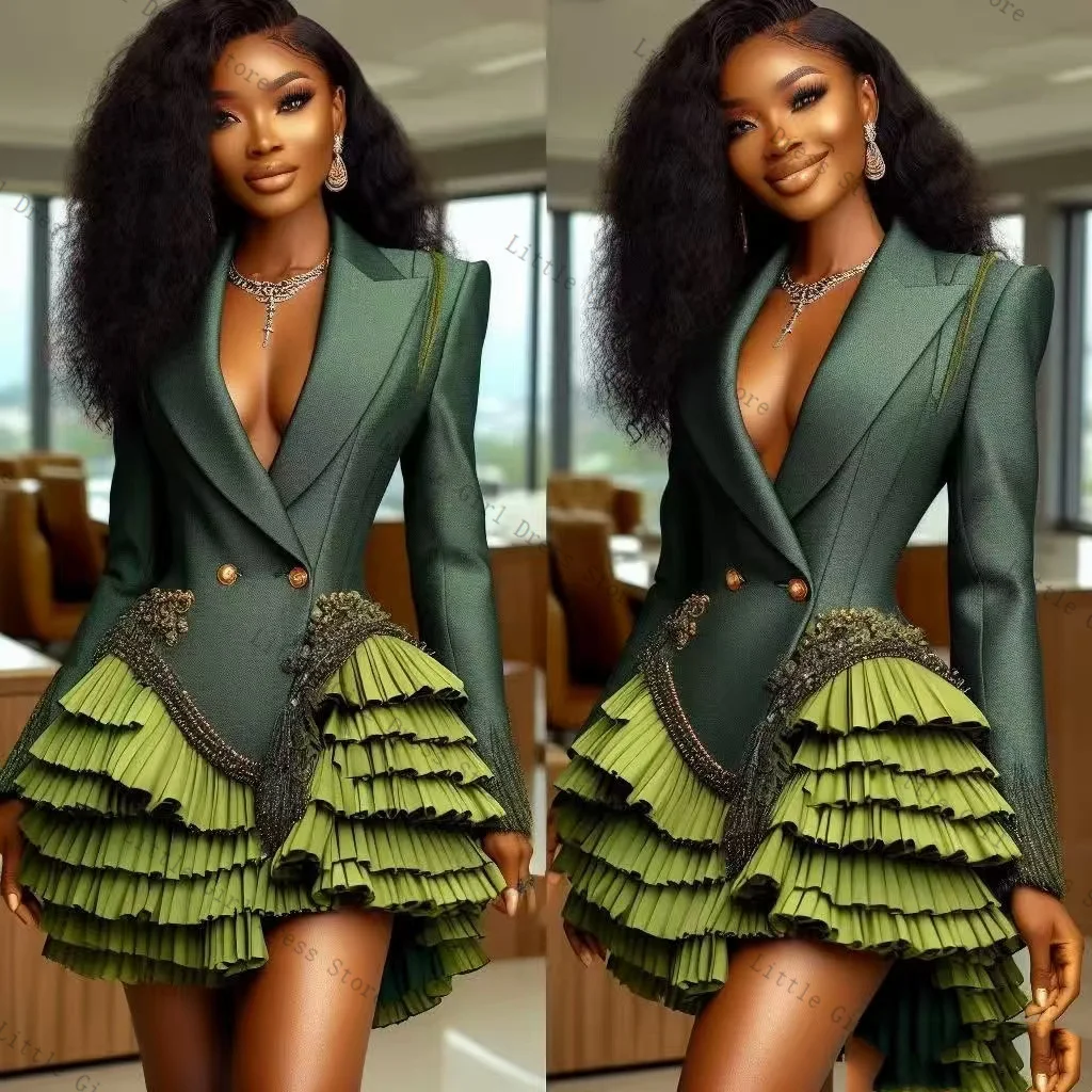 Green Women Suit 1 Pcs Long Blazer Prom Dress Ruffles Hem Formal Office Lady Jacket Party Wedding Bride Coat Customized
Green Women Suit 1 Pcs Long Blazer Prom Dress Ruffles Hem Formal Office Lady Jacket Party Wedding Bride Coat Customized