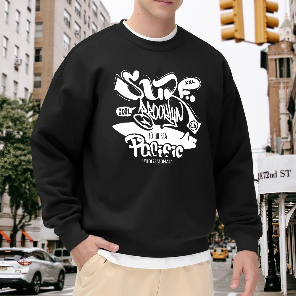 Men's Black Crew Neck Loose Sweatshirt, Street Graffiti Letter Print Top, Casual Versatile Trendy Item, Comfortable and Breathable for Daily Wear and Sports
Men's Black Crew Neck Loose Sweatshirt, Street Graffiti Letter Print Top, Casual Versatile Trendy Item, Comfortable and Breathable for Daily Wear and Sports