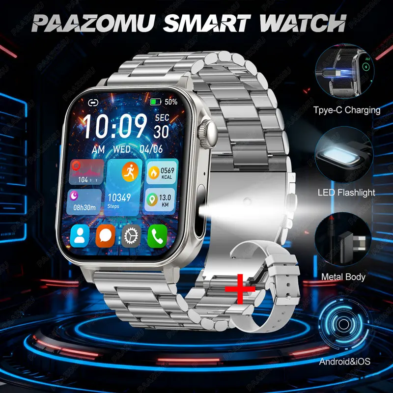 2025 New Smart Watch Men Women Type-C Charging Heart Rate LED Flashlight Bluetooth Call IP68 Waterproof SmartWatch for Android
2025 New Smart Watch Men Women Type-C Charging Heart Rate LED Flashlight Bluetooth Call IP68 Waterproof SmartWatch for Android