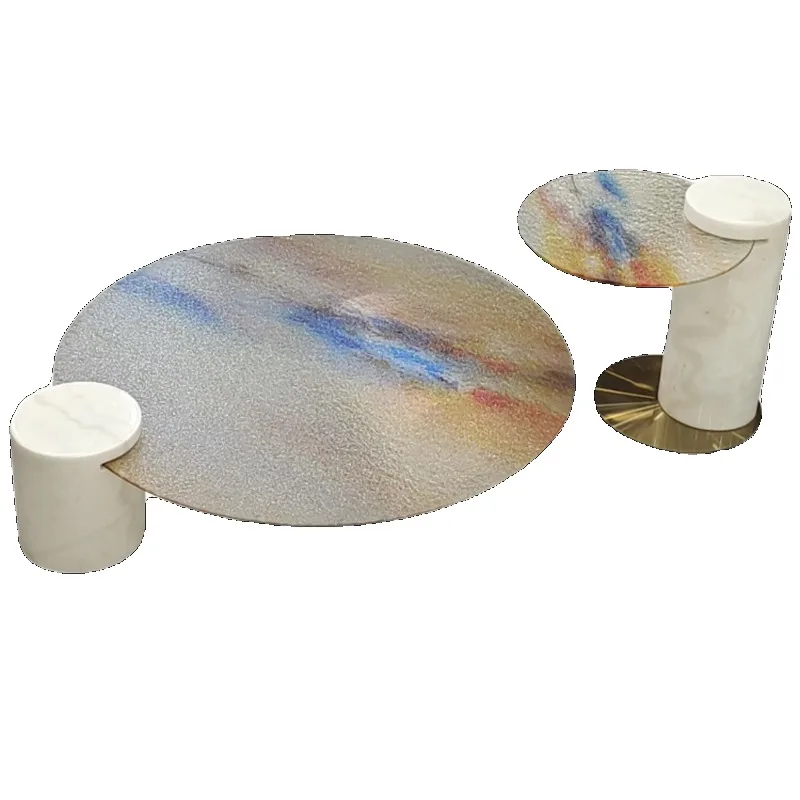 Minimal water corrugated glass office coffee table living room household small apartment marble edge table round
Minimal water corrugated glass office coffee table living room household small apartment marble edge table round