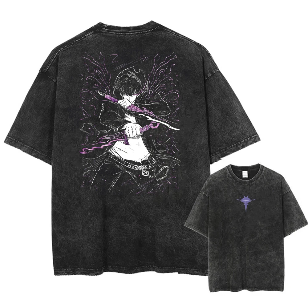 Vintage Washed Cotton T Shirt Streetwear Anime Solo Leveling Graphic Print Men's Women's Tops Harajuku Loose Short Sleeve Tees
Vintage Washed Cotton T Shirt Streetwear Anime Solo Leveling Graphic Print Men's Women's Tops Harajuku Loose Short Sleeve Tees