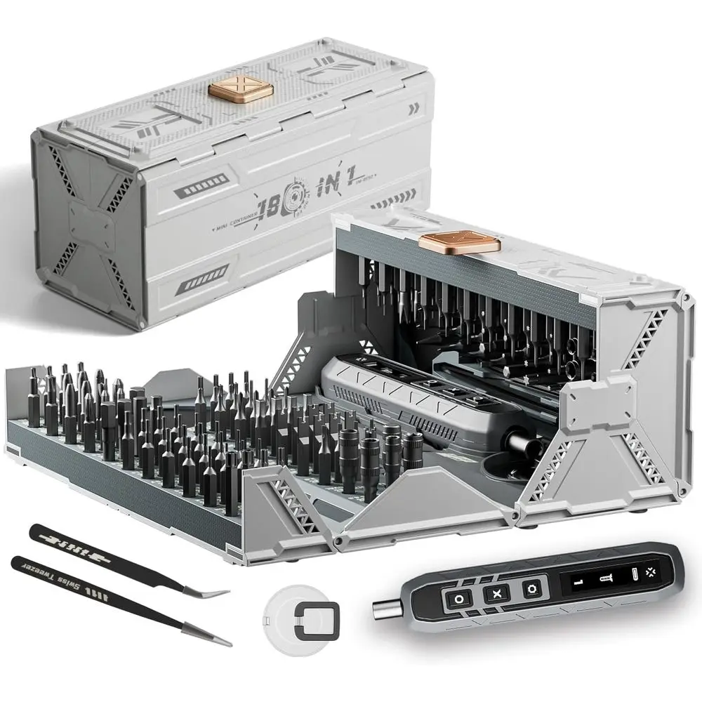 All-in-One 180pcs Electric Screwdriver Kit with 162 Magnetic Bits for Cameras, Computers, Laptops, and Drones
All-in-One 180pcs Electric Screwdriver Kit with 162 Magnetic Bits for Cameras, Computers, Laptops, and Drones