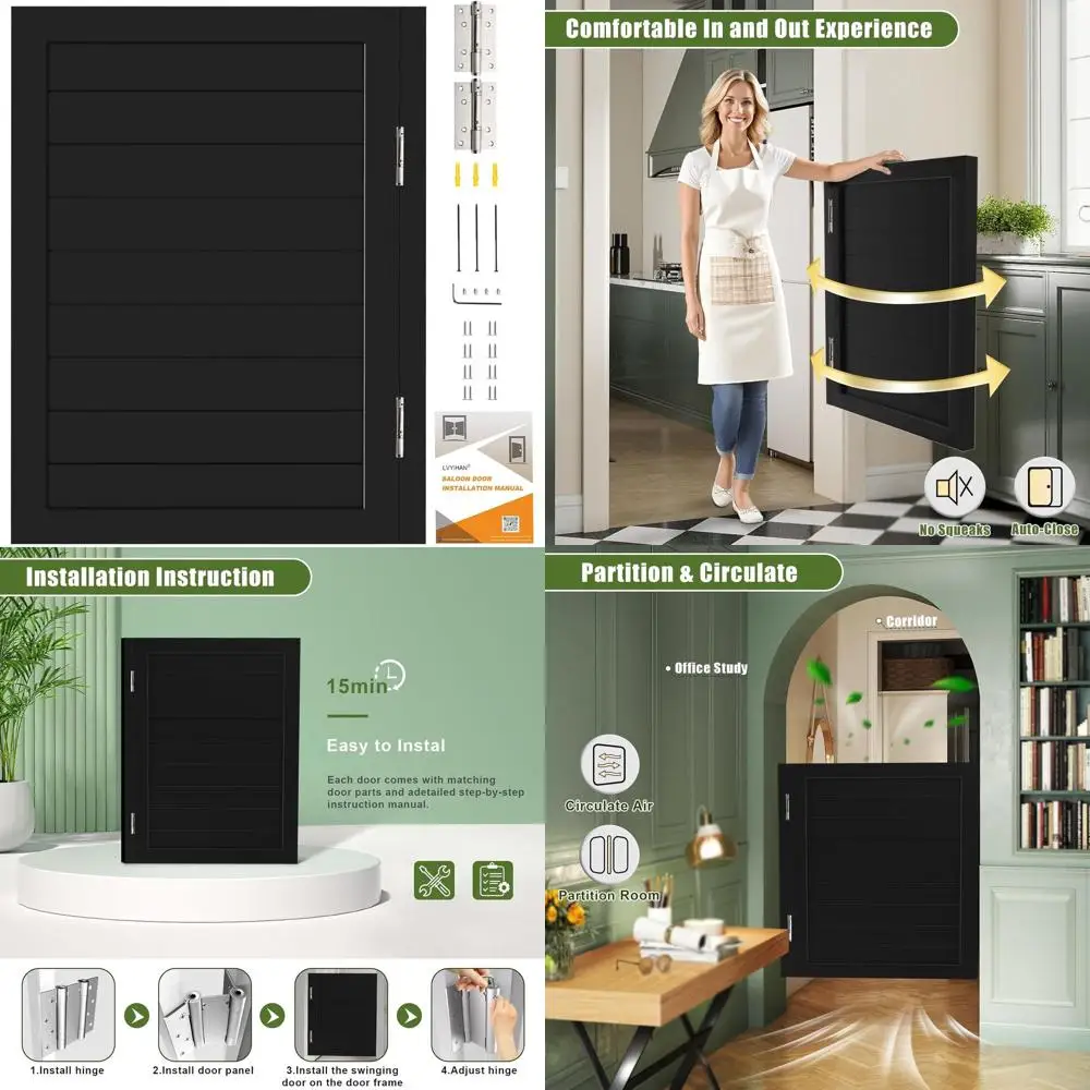 Son Swinging Do24/28/30/32/36 Inch Wide, Black Heavy Duty Swinging Hal Door with Hinges and Hardware, Single Swing Cae Door Door
Son Swinging Do24/28/30/32/36 Inch Wide, Black Heavy Duty Swinging Hal Door with Hinges and Hardware, Single Swing Cae Door Door