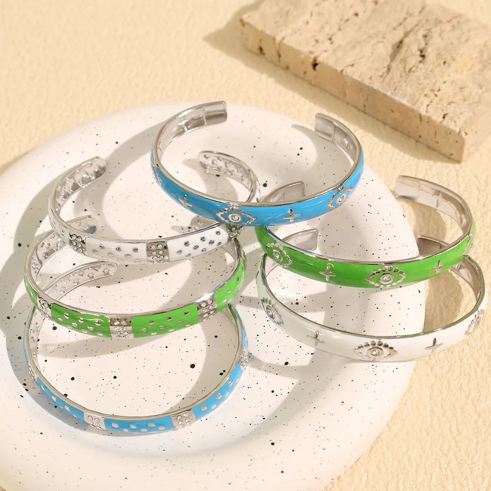 Personalized Fashion Retro Design Drip Oil Stainless Steel Bracelet Women Charm Colorful Enamel Wrist Waterproof Bangles Jewelry
Personalized Fashion Retro Design Drip Oil Stainless Steel Bracelet Women Charm Colorful Enamel Wrist Waterproof Bangles Jewelry