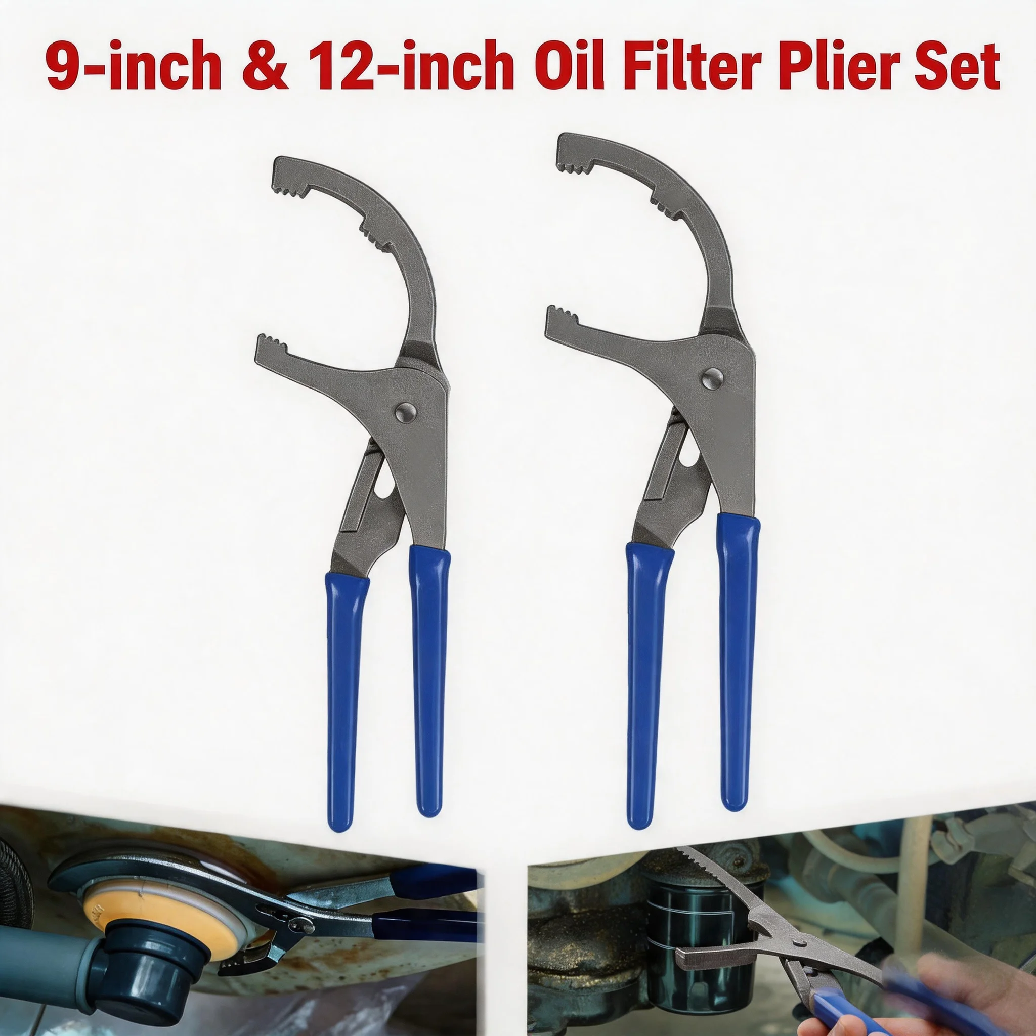 9" & 12" Adjustable Oil Filter Wrench Set Professional Oil Filter Removal Pliers Tools Ideal for Engine Filters Cars and Trucks
9" & 12" Adjustable Oil Filter Wrench Set Professional Oil Filter Removal Pliers Tools Ideal for Engine Filters Cars and Trucks