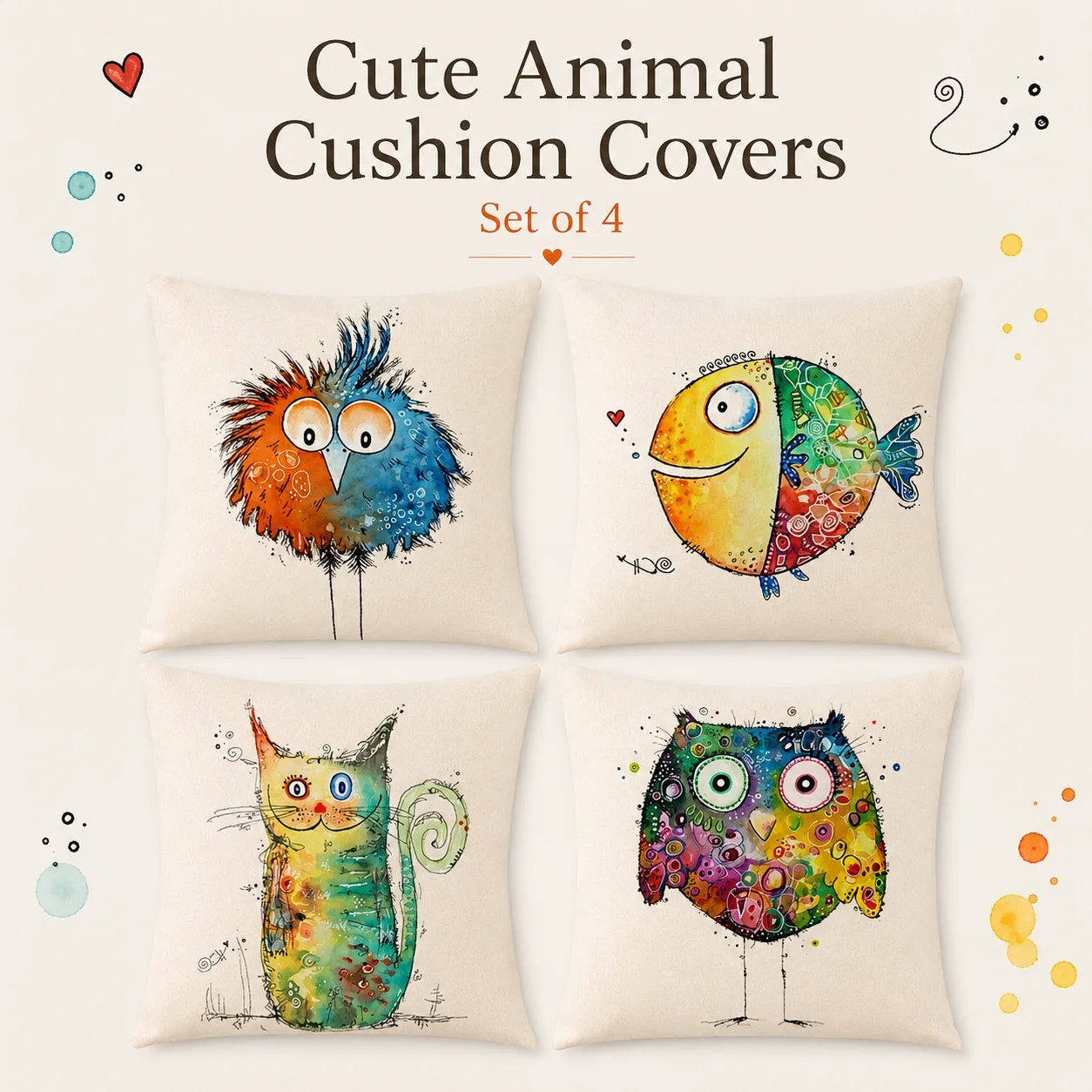 4 Pcs Creative Animal Pillow Covers 2D Flat Printed Peach Skin Coussin Room Decor Fun Art Cushion Case For Home Sofa Set
4 Pcs Creative Animal Pillow Covers 2D Flat Printed Peach Skin Coussin Room Decor Fun Art Cushion Case For Home Sofa Set
