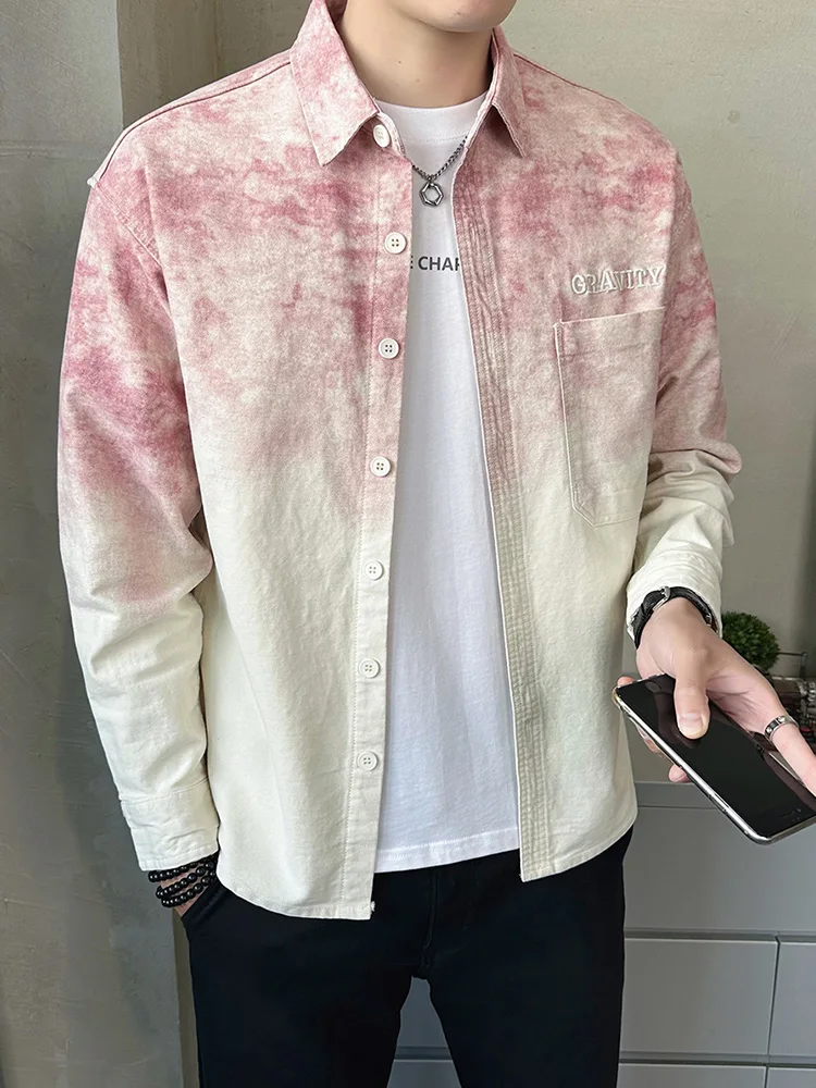 Trendy Brand Waed Tie-Dye adient Denim irt Jaet Loose Wide Version Couples Outerwear Embroidered Autumn New Sle
Trendy Brand Waed Tie-Dye adient Denim irt Jaet Loose Wide Version Couples Outerwear Embroidered Autumn New Sle