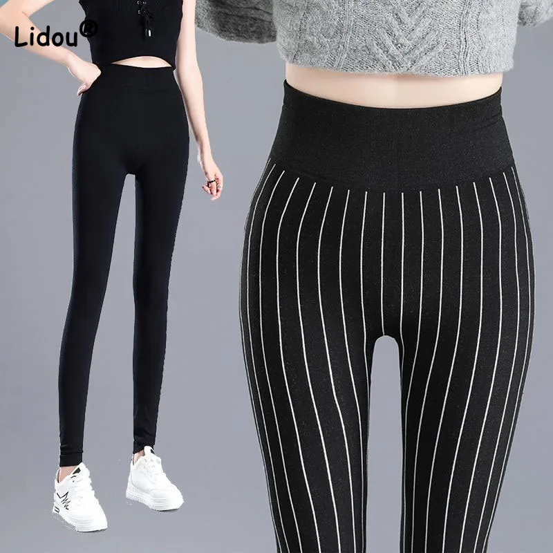 Fashion Skinny Striped Printed Pencil Pants Women's Clothing Autumn Winter Female Thick All-match Elastic High Waist Trousers
Fashion Skinny Striped Printed Pencil Pants Women's Clothing Autumn Winter Female Thick All-match Elastic High Waist Trousers