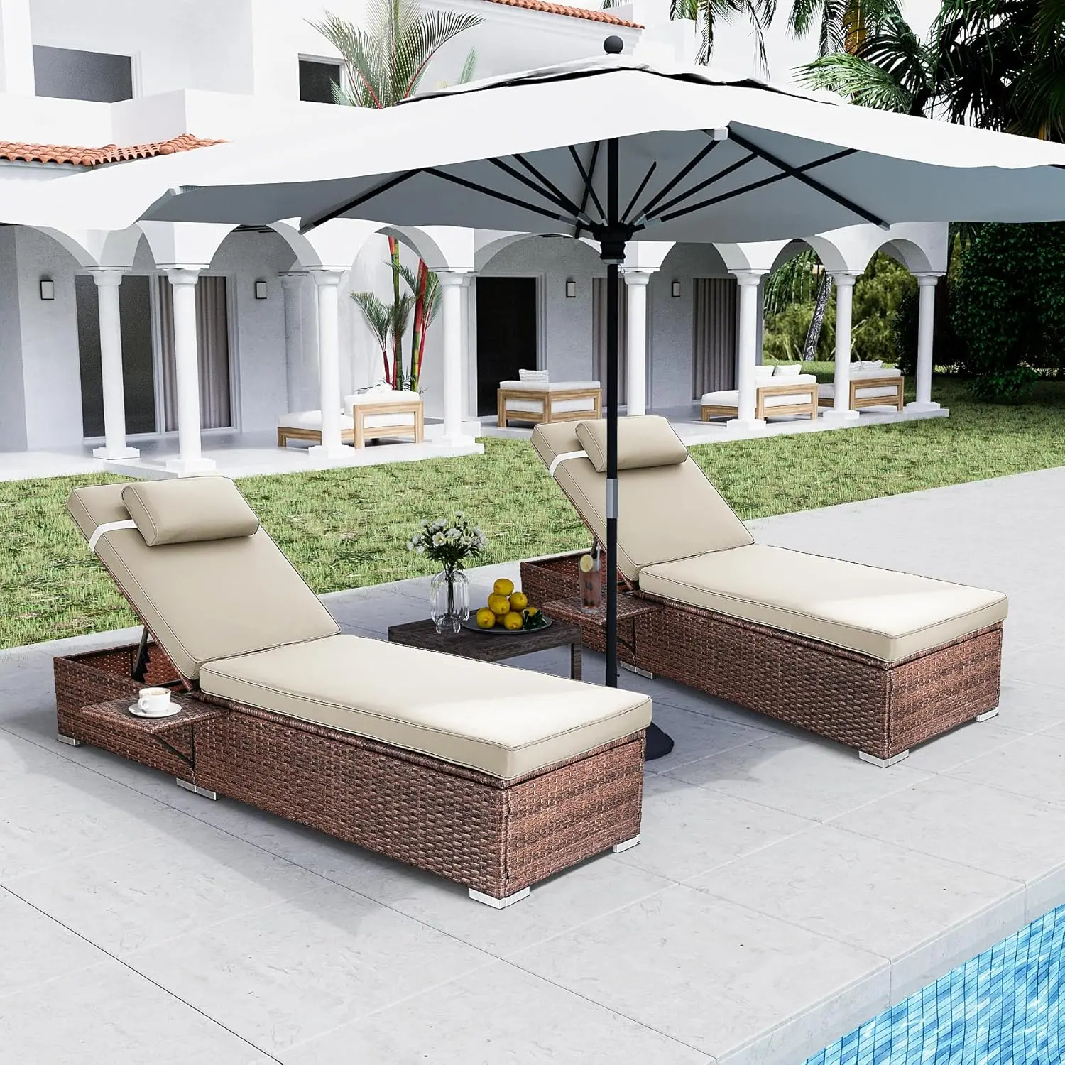 Outdoor PE Wicker Patio Lounge Chairs Set of 2, Outside Rattan Pool Lounge Chair with Cup Holder & Adjustable Backrest, Brown Ra
Outdoor PE Wicker Patio Lounge Chairs Set of 2, Outside Rattan Pool Lounge Chair with Cup Holder & Adjustable Backrest, Brown Ra