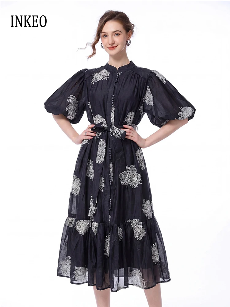 High-quality women’s Puff sleeve dress 2026 Summer Luxury Floral embroidery Midi dresses with sashes Loose Vestidos INKEO 6D077
High-quality women’s Puff sleeve dress 2026 Summer Luxury Floral embroidery Midi dresses with sashes Loose Vestidos INKEO 6D077