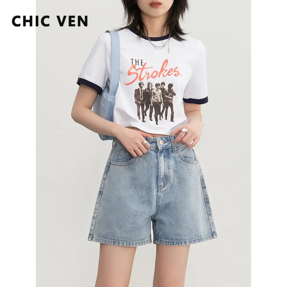 CHIC VEN Women's Shorts Korean Casual High Waisted Loose Pants A-line Blue Denim Jean Pants Short Trousers Female Summer 2023
CHIC VEN Women's Shorts Korean Casual High Waisted Loose Pants A-line Blue Denim Jean Pants Short Trousers Female Summer 2023