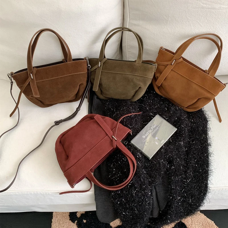 Niche Design Suede Brushed Leather Basket Bags Retro Fashion Tote Bag New Solid Color Versatile Bag Casual Handle Crossbody Bags 
Niche Design Suede Brushed Leather Basket Bags Retro Fashion Tote Bag New Solid Color Versatile Bag Casual Handle Crossbody Bags