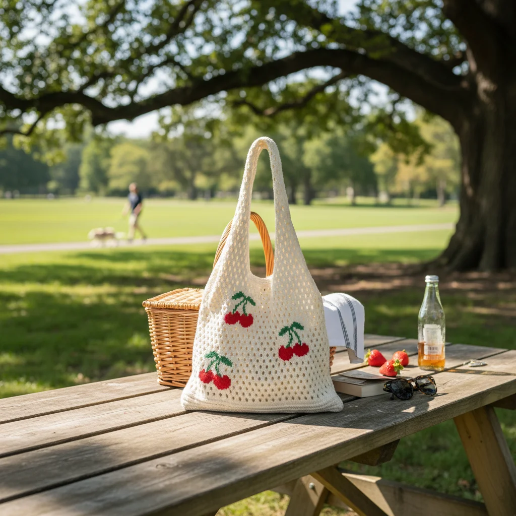 Fashion Handbag Underarm Bag Knitted Hollow Cherry Shoulder Bag Large Capacity Embroidered Pattern Women's Tote Bag Summer
Fashion Handbag Underarm Bag Knitted Hollow Cherry Shoulder Bag Large Capacity Embroidered Pattern Women's Tote Bag Summer