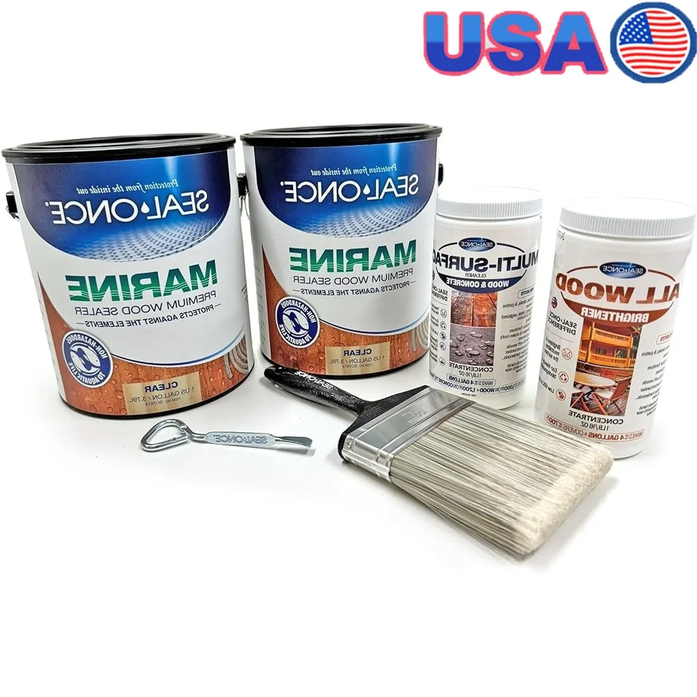 Marine Wood Sealer Protection Kit 2 Gallons Clear Wood Sealer Multi-Surface Cleaner Brightener Paintbrush Waterproof Safe
Marine Wood Sealer Protection Kit 2 Gallons Clear Wood Sealer Multi-Surface Cleaner Brightener Paintbrush Waterproof Safe