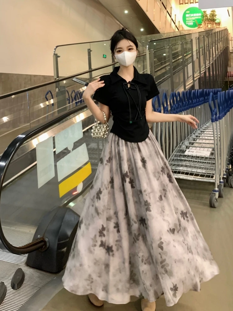 plus Size Slim Fit ort Sve T-irt Women's Summer New Chinese Sle Dyed A-Line Skirt Set High Waist Commute Sle
plus Size Slim Fit ort Sve T-irt Women's Summer New Chinese Sle Dyed A-Line Skirt Set High Waist Commute Sle