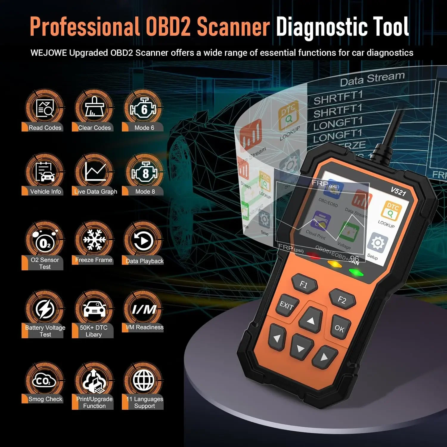 V521 Automotive Scanner Diagnostic Tool Engine Fault Code Reader OBD2/EOBD Fault Diagnosis Tool Check Engine Light
V521 Automotive Scanner Diagnostic Tool Engine Fault Code Reader OBD2/EOBD Fault Diagnosis Tool Check Engine Light