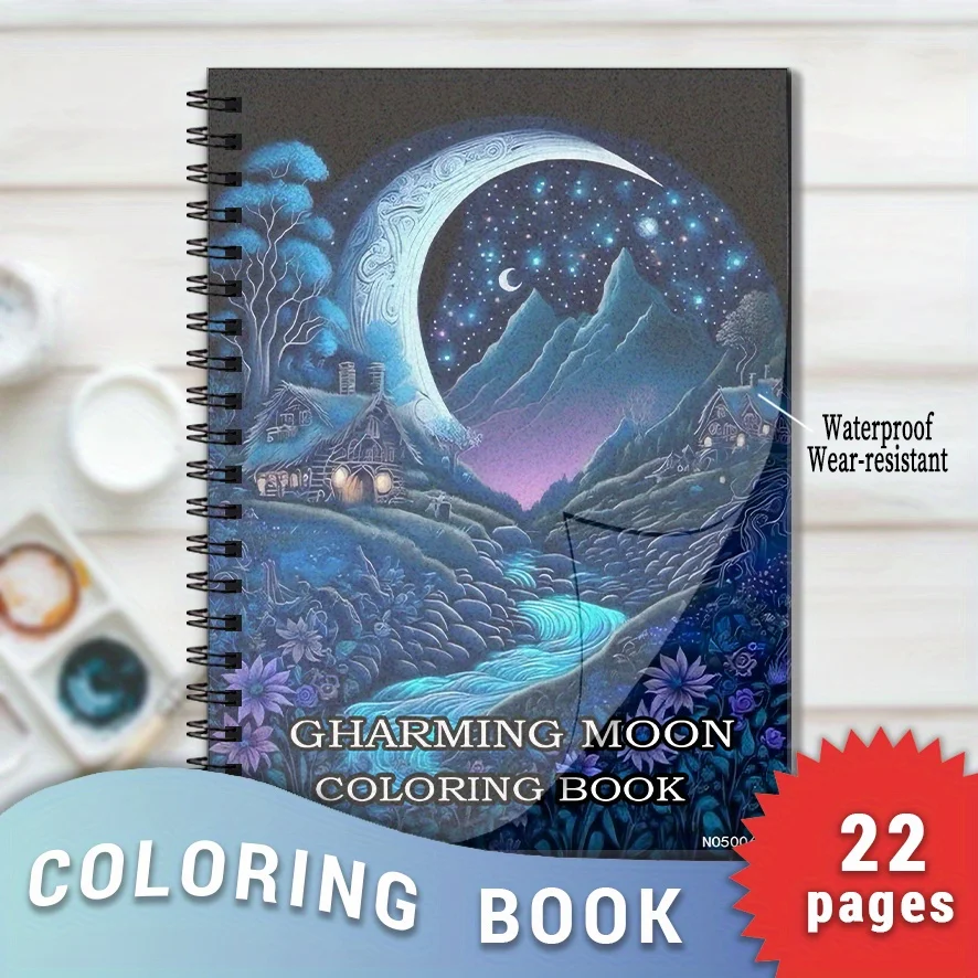 Charming Moon Coloring Book - 8.3×11.2 Inches, 22 Pages. Celestial Moonlit Landscape Art to Boost Creativity.
Charming Moon Coloring Book - 8.3×11.2 Inches, 22 Pages. Celestial Moonlit Landscape Art to Boost Creativity.