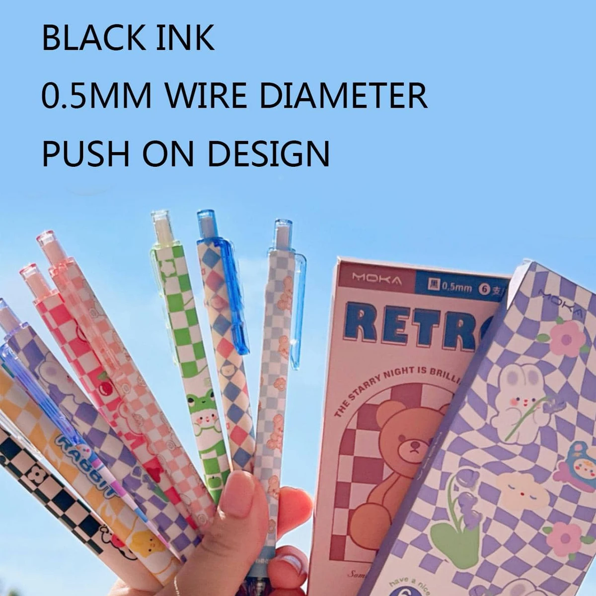 6PCS Retractable Gel Pens Set, 0.5mm Black Ink, Cute Checkerboard Bear Rabbit Design, Smooth Writing for Students & Office
6PCS Retractable Gel Pens Set, 0.5mm Black Ink, Cute Checkerboard Bear Rabbit Design, Smooth Writing for Students & Office