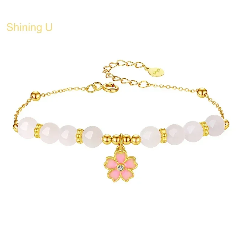 Shining U S925 Silver Cherry Blossom Hetian Jude Bracelet Charms Sakura Bracelet Enameled Fine Jewelry for Women Gift
Shining U S925 Silver Cherry Blossom Hetian Jude Bracelet Charms Sakura Bracelet Enameled Fine Jewelry for Women Gift