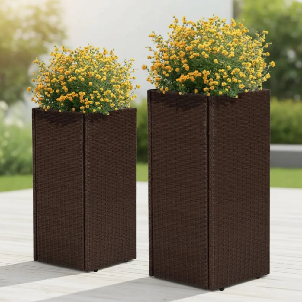 Modern Rattan Planters Set of 2, 24in Tall Self-Watering with Drainage, All-Weather PP Material for Indoor Outdoor Garden Decor
Modern Rattan Planters Set of 2, 24in Tall Self-Watering with Drainage, All-Weather PP Material for Indoor Outdoor Garden Decor