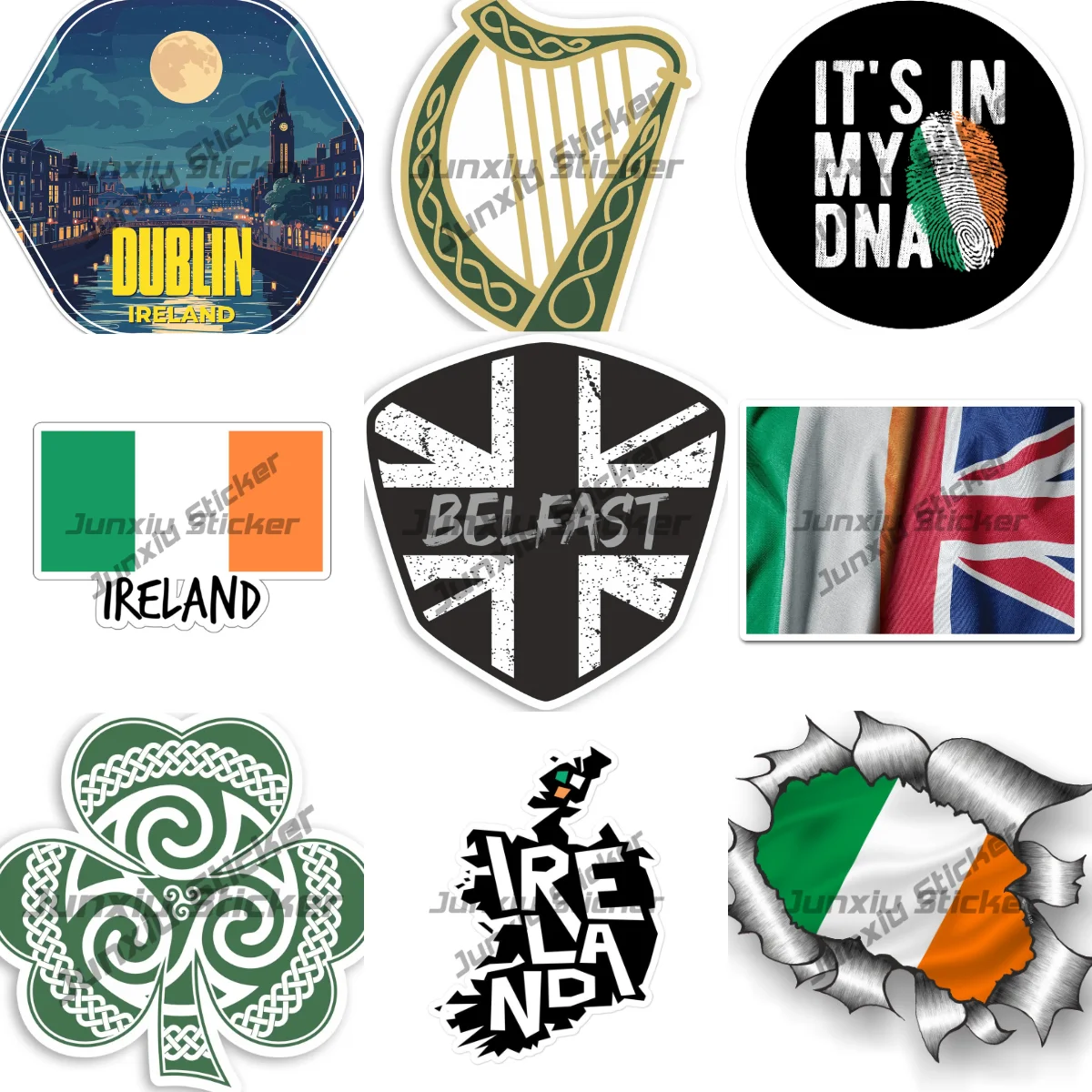 Ireland Coat of Arms Harp Sticker Irish Shamrock Symbol Outdoor Waterproofing Decal Occlusion Scratch PVC Accessories Decoration
Ireland Coat of Arms Harp Sticker Irish Shamrock Symbol Outdoor Waterproofing Decal Occlusion Scratch PVC Accessories Decoration