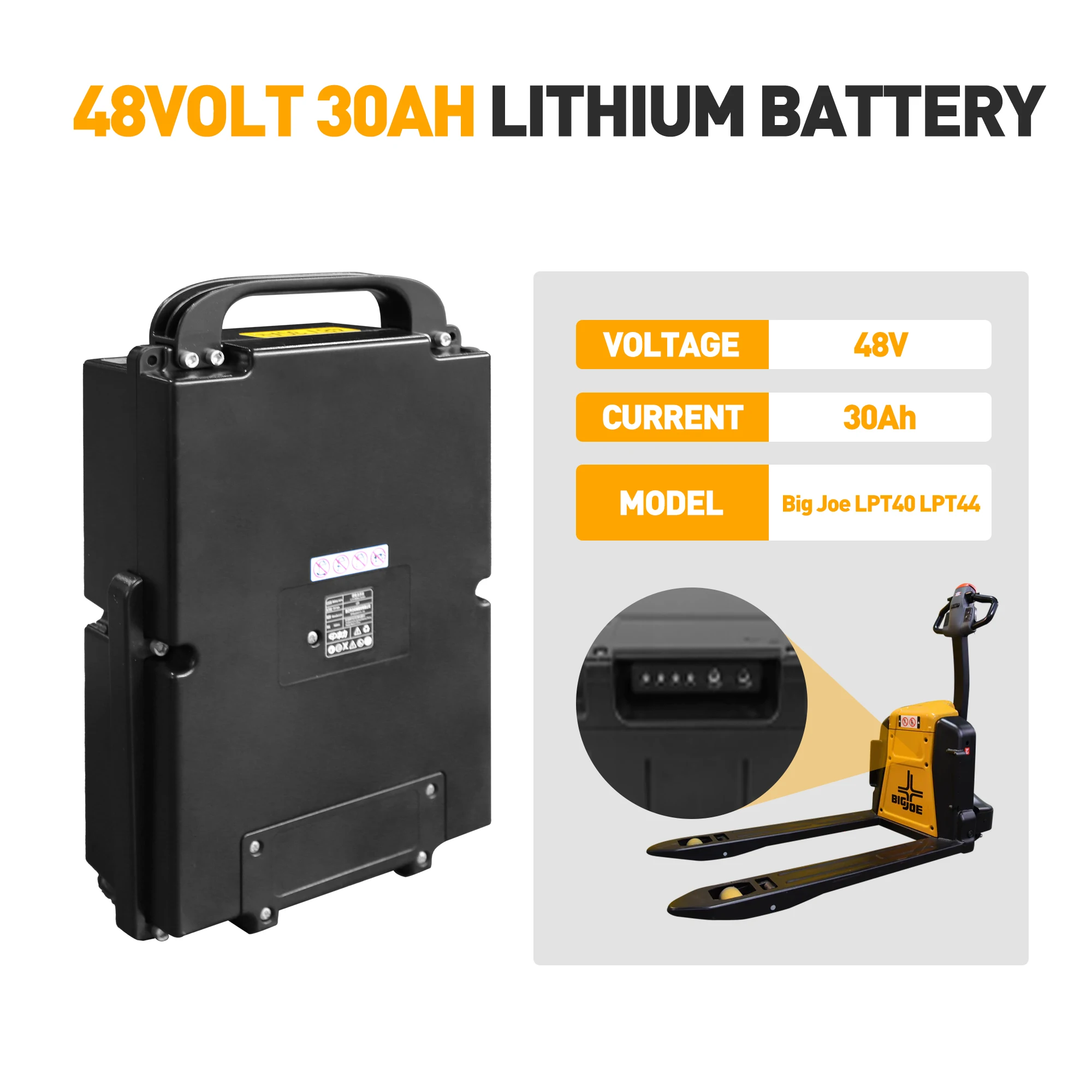 48V 30Ah Lithium Ion Battery for Big Joe LPT40 LPT44 Electric Pallet Truck Jack Lithium Battery
48V 30Ah Lithium Ion Battery for Big Joe LPT40 LPT44 Electric Pallet Truck Jack Lithium Battery