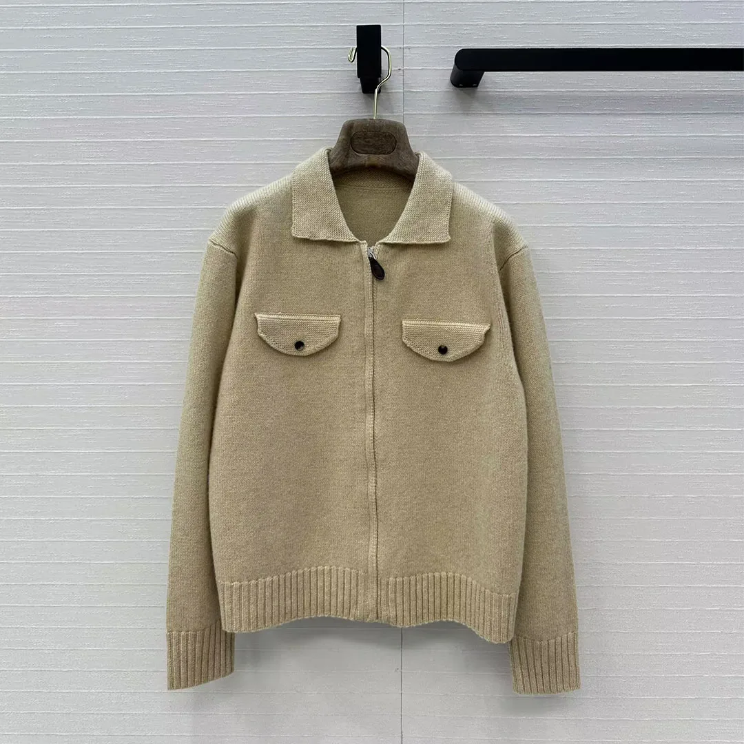Old Moeny Style Vintage 100% Cashmere Zipper Cardigans Women Lapel Long Sleeve Front Pockets Solid Color Autumn Knitted Sweater
Old Moeny Style Vintage 100% Cashmere Zipper Cardigans Women Lapel Long Sleeve Front Pockets Solid Color Autumn Knitted Sweater