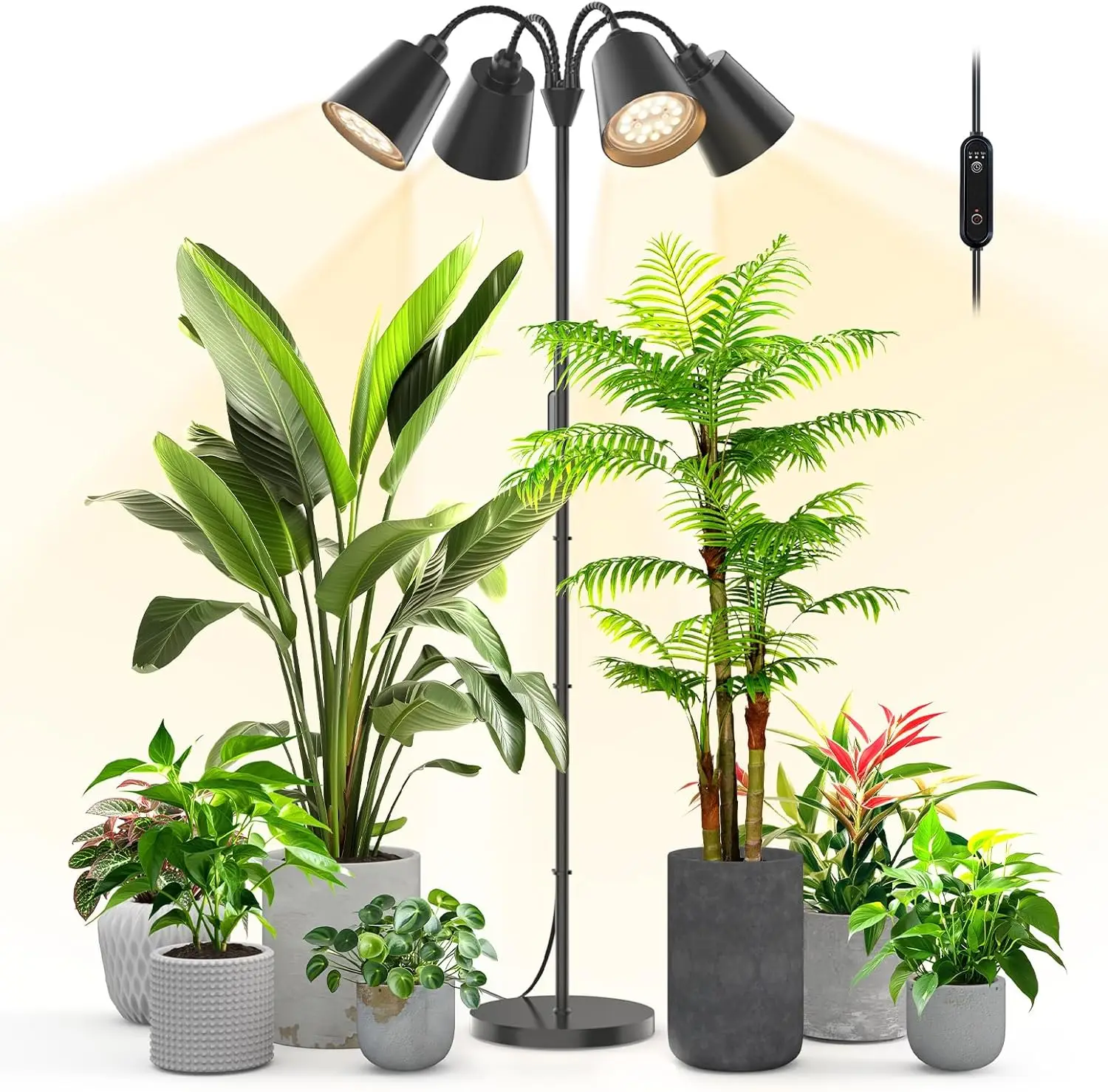 4-Head 59" Plant Grow Light with Timer, Full Spectrum 3800K, Flexible Gooseneck, Auto On/Off, Easy Setup
4-Head 59" Plant Grow Light with Timer, Full Spectrum 3800K, Flexible Gooseneck, Auto On/Off, Easy Setup