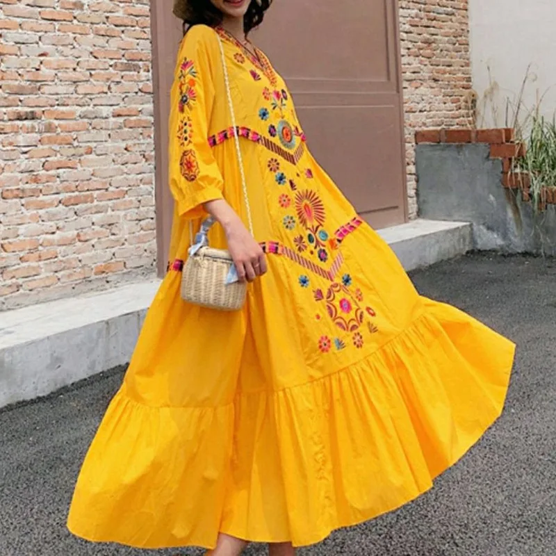 Boho Vintage Ethnic Style Embroidery Cotton Linen Long Dresses for Women 2023 Summer Trendy Fairy Loose Beach Holiday Dress Robe
Boho Vintage Ethnic Style Embroidery Cotton Linen Long Dresses for Women 2023 Summer Trendy Fairy Loose Beach Holiday Dress Robe