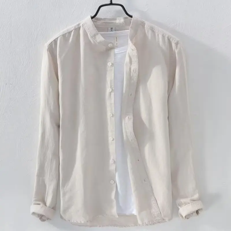 Pure Color Stand Collar Long Sve Men's irt Casual Thin Cotton Linen Spring Autumn Outerwear for Young Men
Pure Color Stand Collar Long Sve Men's irt Casual Thin Cotton Linen Spring Autumn Outerwear for Young Men