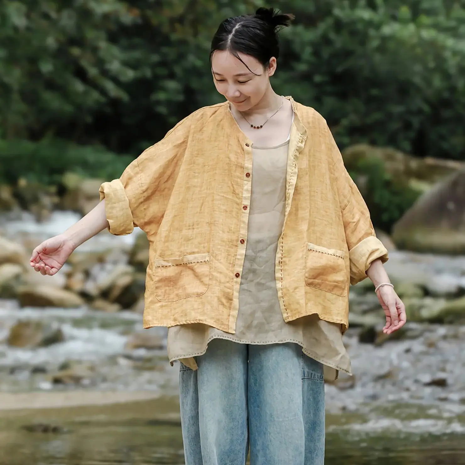 LZJN Women’s Solid-Color Ramie Early-Fall Cardigan – Loose, Artsy, Pocketed, Raw-Edge Distressed, Casual & Comfortable Shirt
LZJN Women’s Solid-Color Ramie Early-Fall Cardigan – Loose, Artsy, Pocketed, Raw-Edge Distressed, Casual & Comfortable Shirt