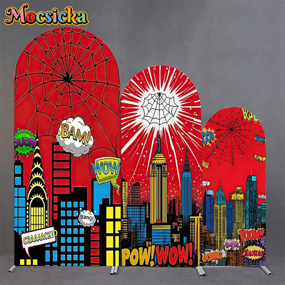 Mocsicka Arched Comic Spider Web Red Urban Skyscraper Photo Backgrounds City Kids Birthday Cosplay Newborn Backdrops Photo Booth
Mocsicka Arched Comic Spider Web Red Urban Skyscraper Photo Backgrounds City Kids Birthday Cosplay Newborn Backdrops Photo Booth