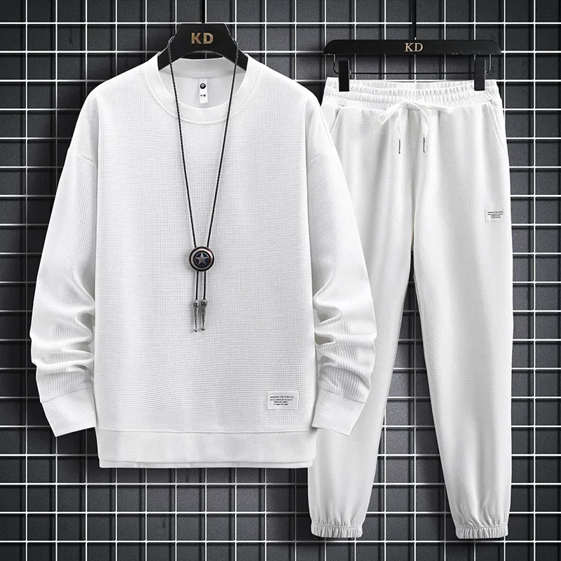 2023 Spring/Summer Men's Solid Color Waffle Sport Set Long Sleeve Sweater and Pants Casual 2PC Men's Set
2023 Spring/Summer Men's Solid Color Waffle Sport Set Long Sleeve Sweater and Pants Casual 2PC Men's Set