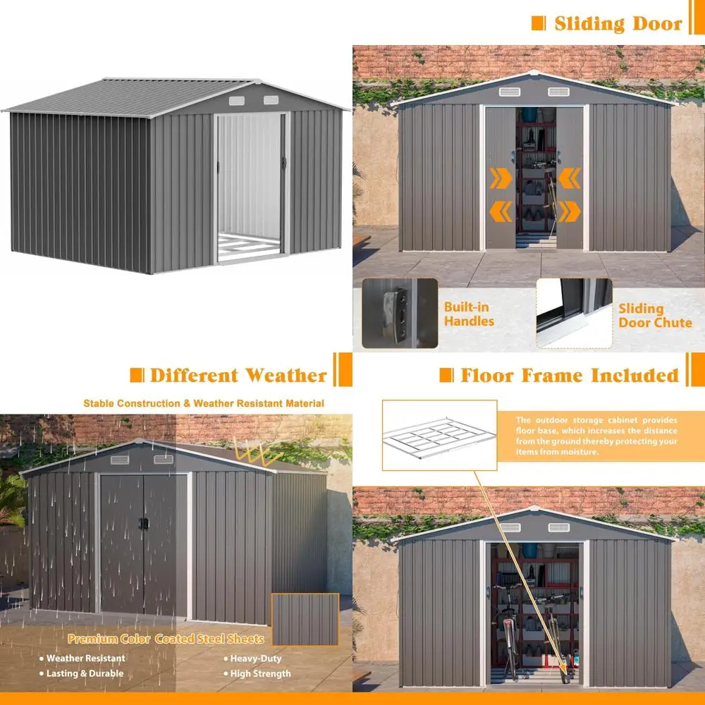 Сарай для хранения вещей 10x8 футов с металлической напольной рамой, запираемой раздвижной дверью и вентиляционными отверстиями на стальной основе
Сарай для хранения вещей 10x8 футов с металлической напольной рамой, запираемой раздвижной дверью и вентиляционными отверстиями на стальной основе