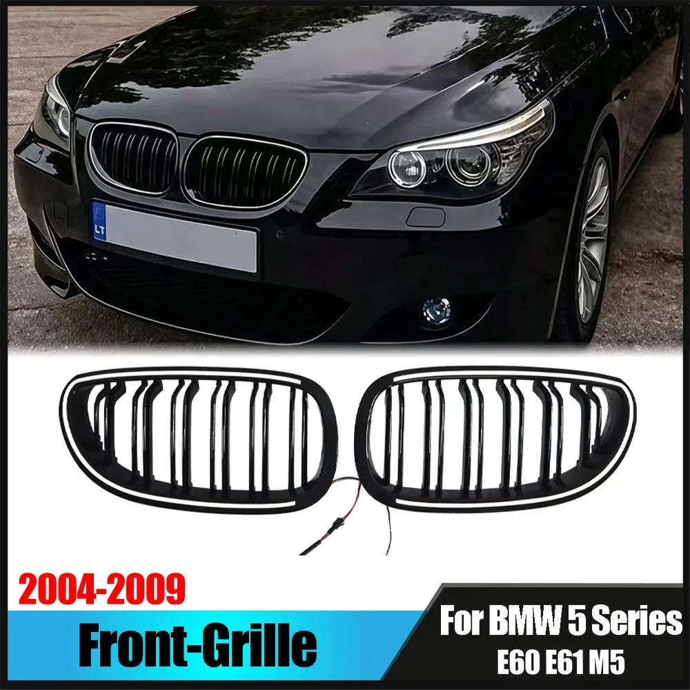 For BMW 5 Series E60 E61 M5 2004-09 Gloss Black LED Double Line Kidney Grille ABS M Sport Front Grill Car Styling Upgrade Parts
For BMW 5 Series E60 E61 M5 2004-09 Gloss Black LED Double Line Kidney Grille ABS M Sport Front Grill Car Styling Upgrade Parts