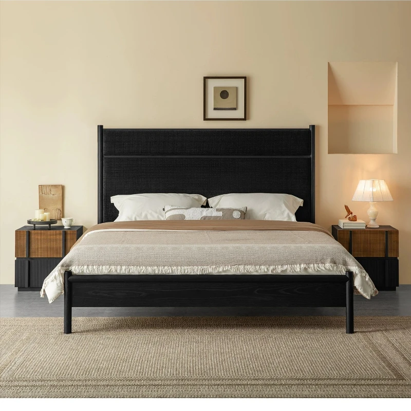 LMM soft bag bed master bedroom big bed new chenille retro high backrest modern simple solid wood bed
LMM soft bag bed master bedroom big bed new chenille retro high backrest modern simple solid wood bed