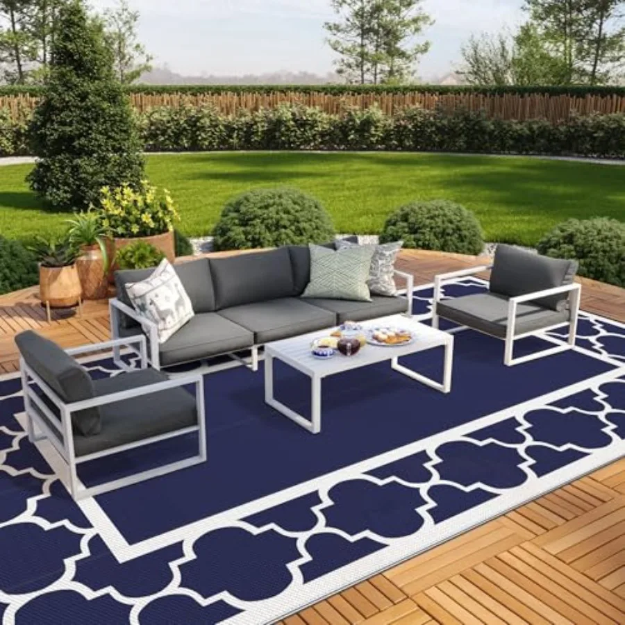 Outdoor patio rug, waterproof plastic straw, blue white, foldable reversible, for RV, deck, porch, picnic, beach, balcony
Outdoor patio rug, waterproof plastic straw, blue white, foldable reversible, for RV, deck, porch, picnic, beach, balcony