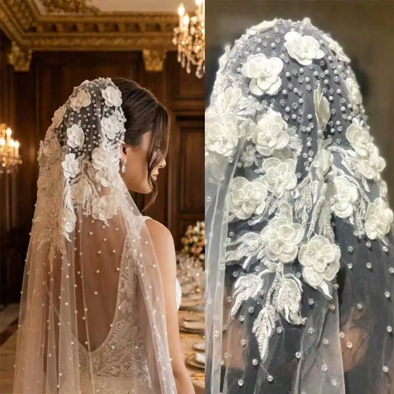 Luxury Wedding Bridal Veils One-Layer 3M Long Cathedral With Comb 3D Appliques Pearls Wedding Accessories Vestido de novias
Luxury Wedding Bridal Veils One-Layer 3M Long Cathedral With Comb 3D Appliques Pearls Wedding Accessories Vestido de novias