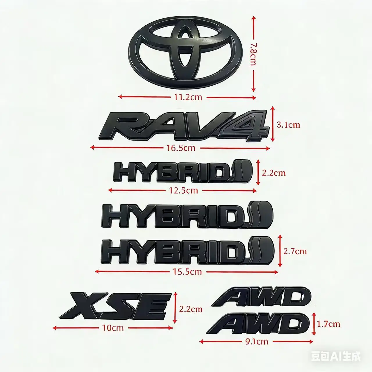 Комплект из 8 матовых черных накладок из АБС-пластика для Toyota RAV4 2019-2023 (версии R SE AWD Hybrid OUT) — накладки на эмблему, автомобильные аксессуары
Комплект из 8 матовых черных накладок из АБС-пластика для Toyota RAV4 2019-2023 (версии R SE AWD Hybrid OUT) — накладки на эмблему, автомобильные аксессуары