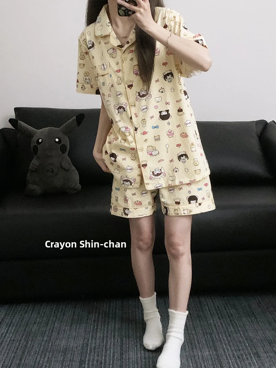 Милый мультяшный комплект пижамы из чистого хлопка для женщин: шорты и футболка с коротким рукавом, домашняя одежда, летний новый стиль, молодежный, дышащий
Милый мультяшный комплект пижамы из чистого хлопка для женщин: шорты и футболка с коротким рукавом, домашняя одежда, летний новый стиль, молодежный, дышащий